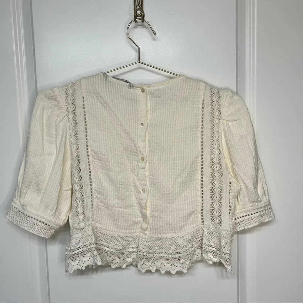 Zara Crotchet Lace Crop Blouse